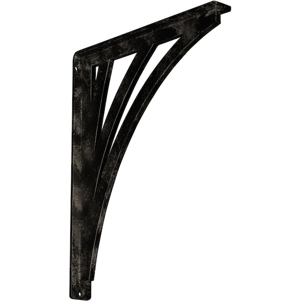 Ekena Millwork Nevio Wrought Iron Bracket, (Single center brace), Antiqued Pale Gold 1 1/2"W x 12"D x 15"H BKTM01X12X15SNEAPG - main